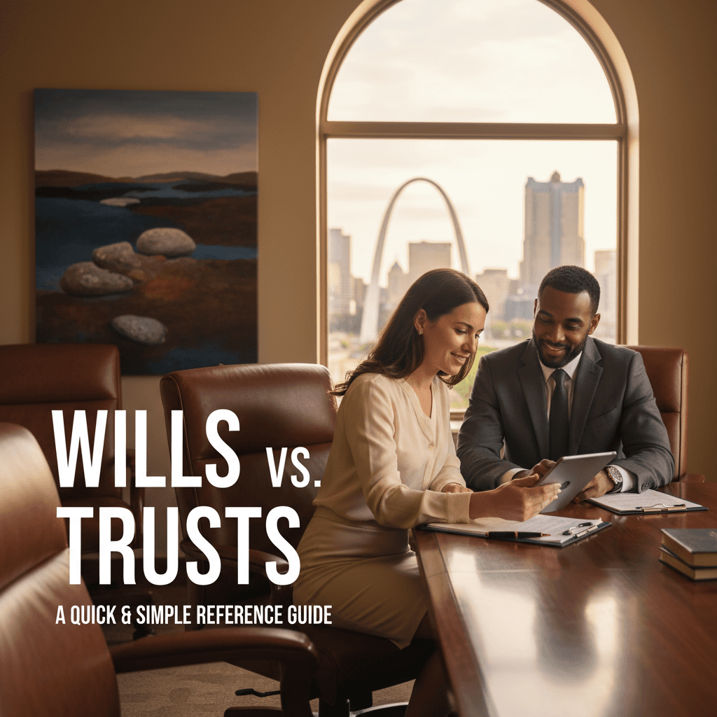 Featured image for Wills vs. Trusts: A Quick & Simple Reference Guide - Missouri probate and estate planning legal guide