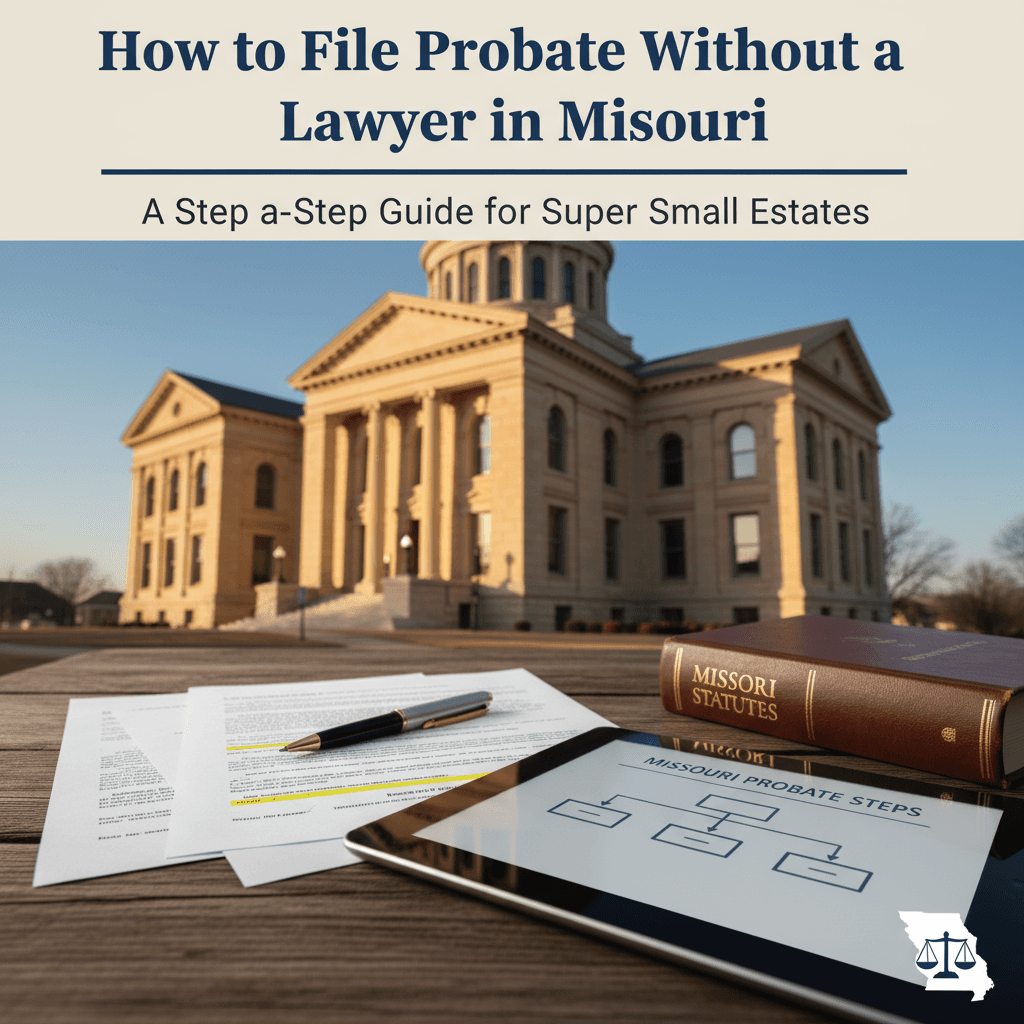 Featured image for How to File Probate Without a Lawyer in Missouri: A Step-by-Step Guide for Super Small Estates - Missouri probate and estate planning legal guide